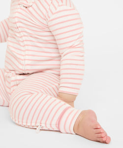 Ziggy Zip Romper in Dusty Rose Mini Stripe