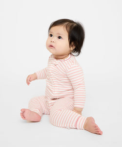 Ziggy Zip Romper in Dusty Rose Mini Stripe