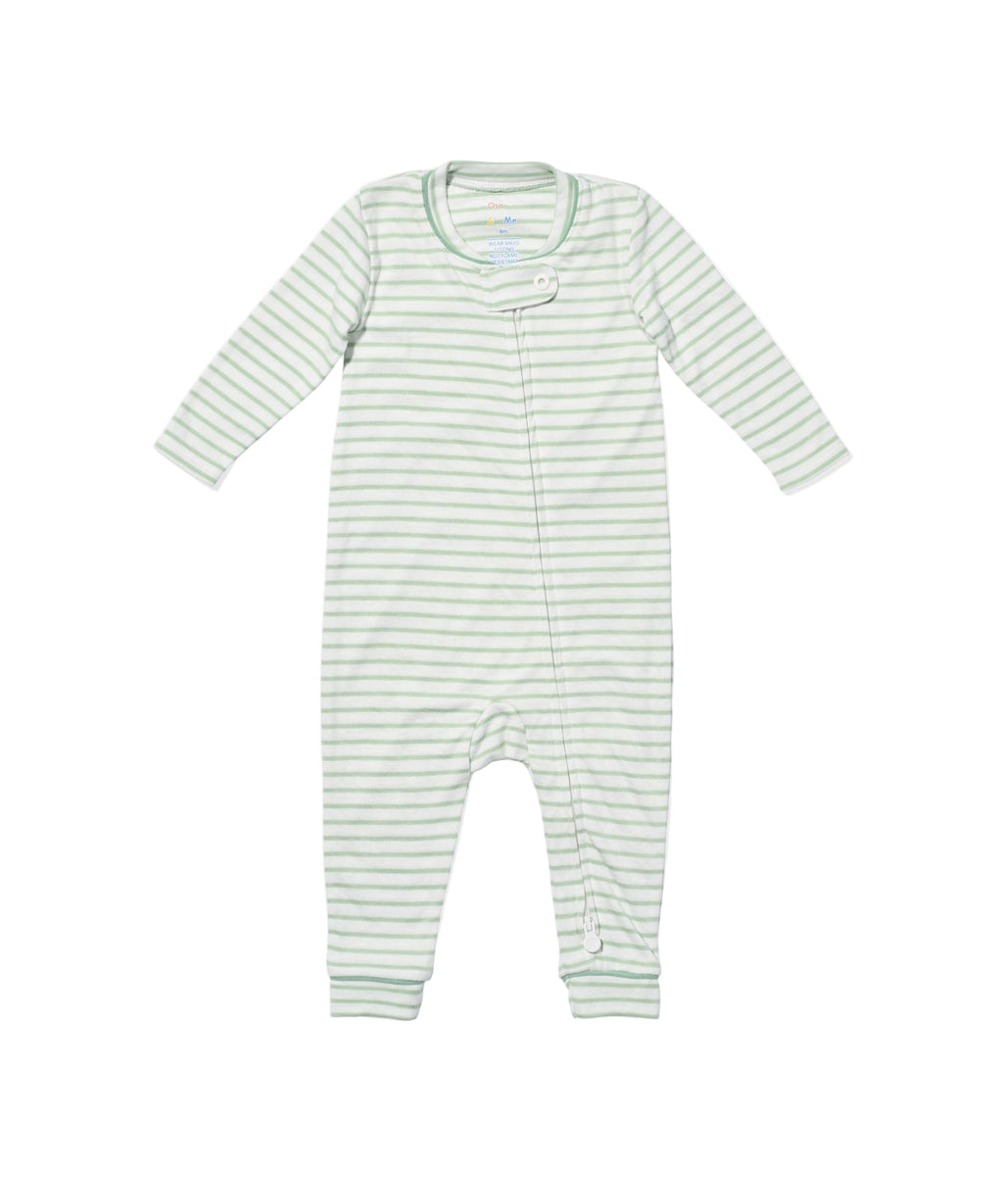 Ziggy Zip Romper in Dusty Seafoam Mini Stripe