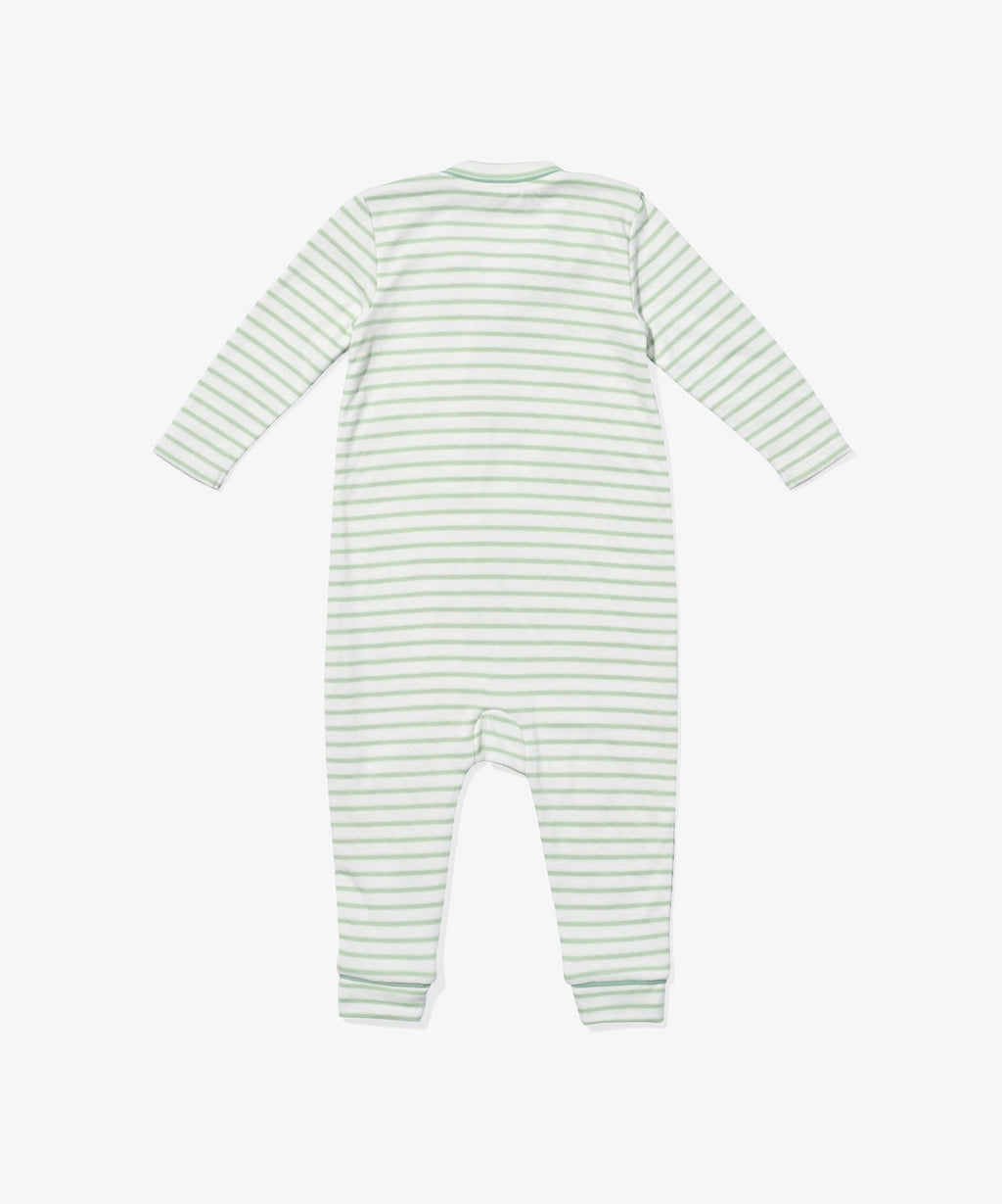 Ziggy Zip Romper in Dusty Seafoam Mini Stripe