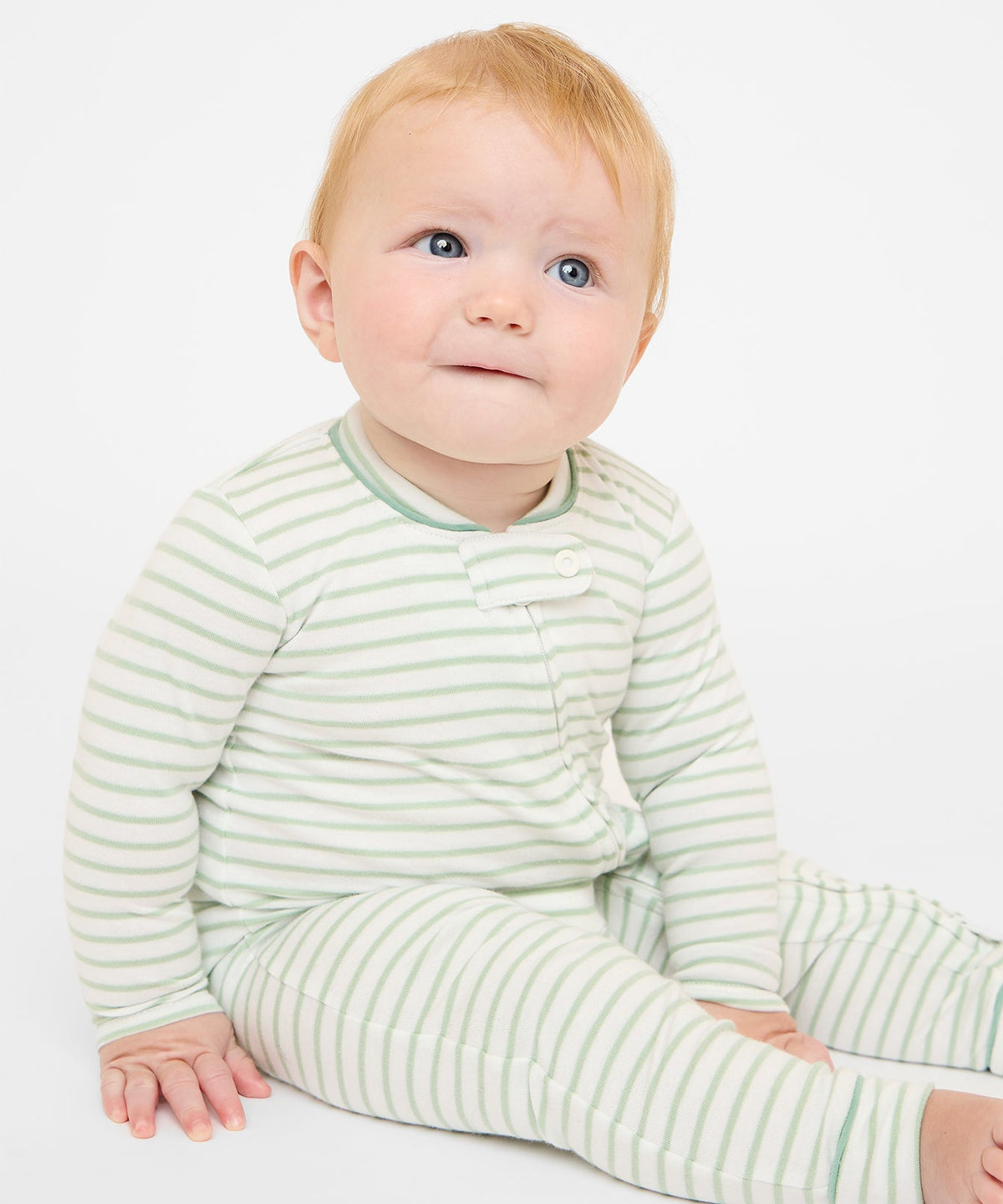 Ziggy Zip Romper in Dusty Seafoam Mini Stripe
