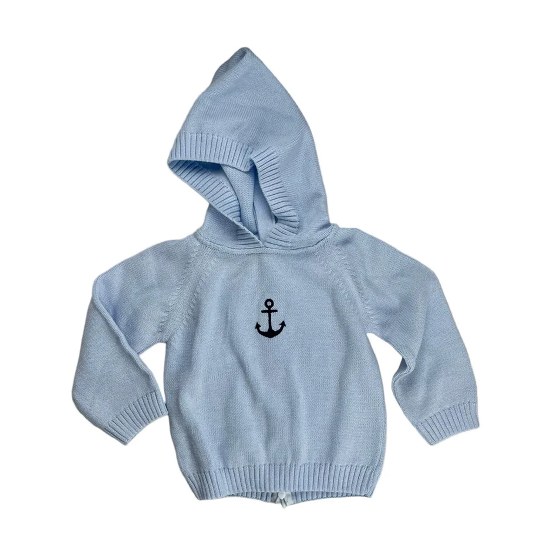 Zip Back Hoodie with Raglan Sleeve in Blue