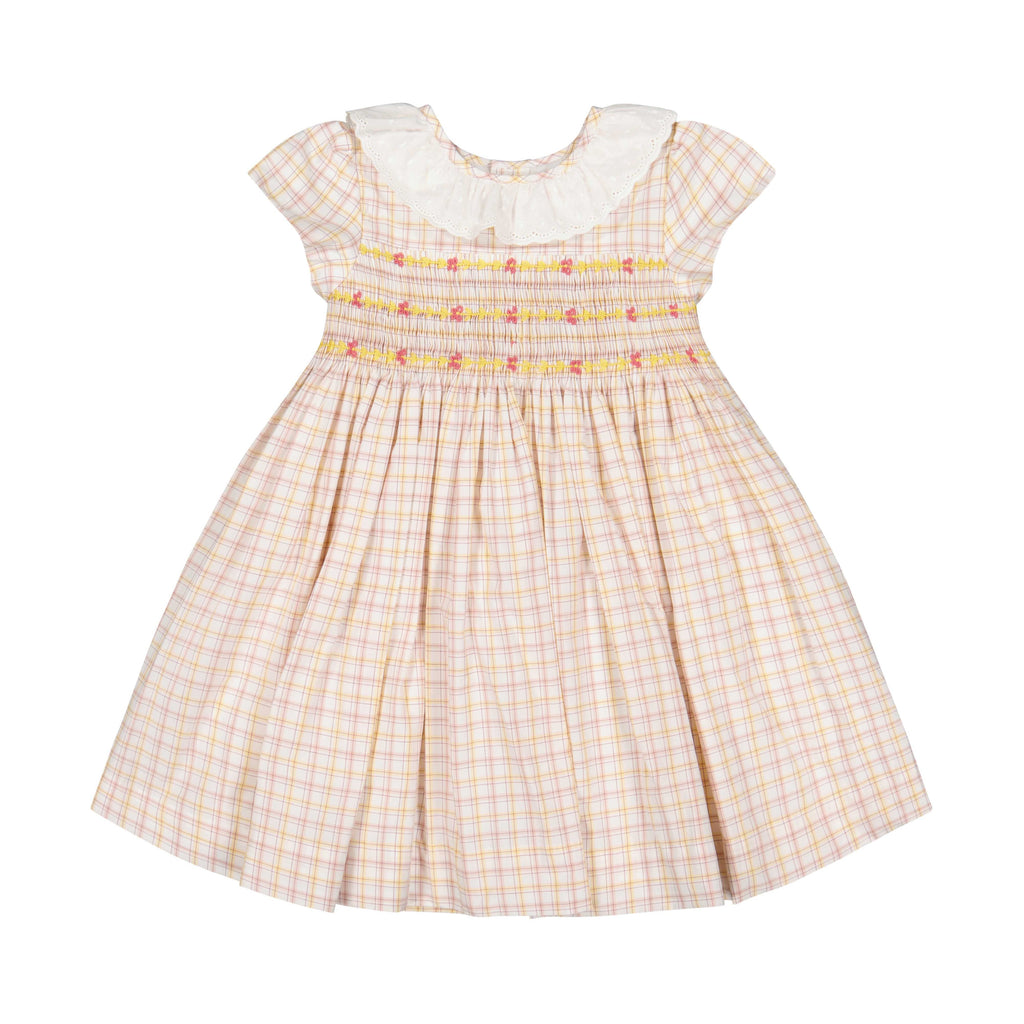 Zita Yellow Tartan Smocked Dress