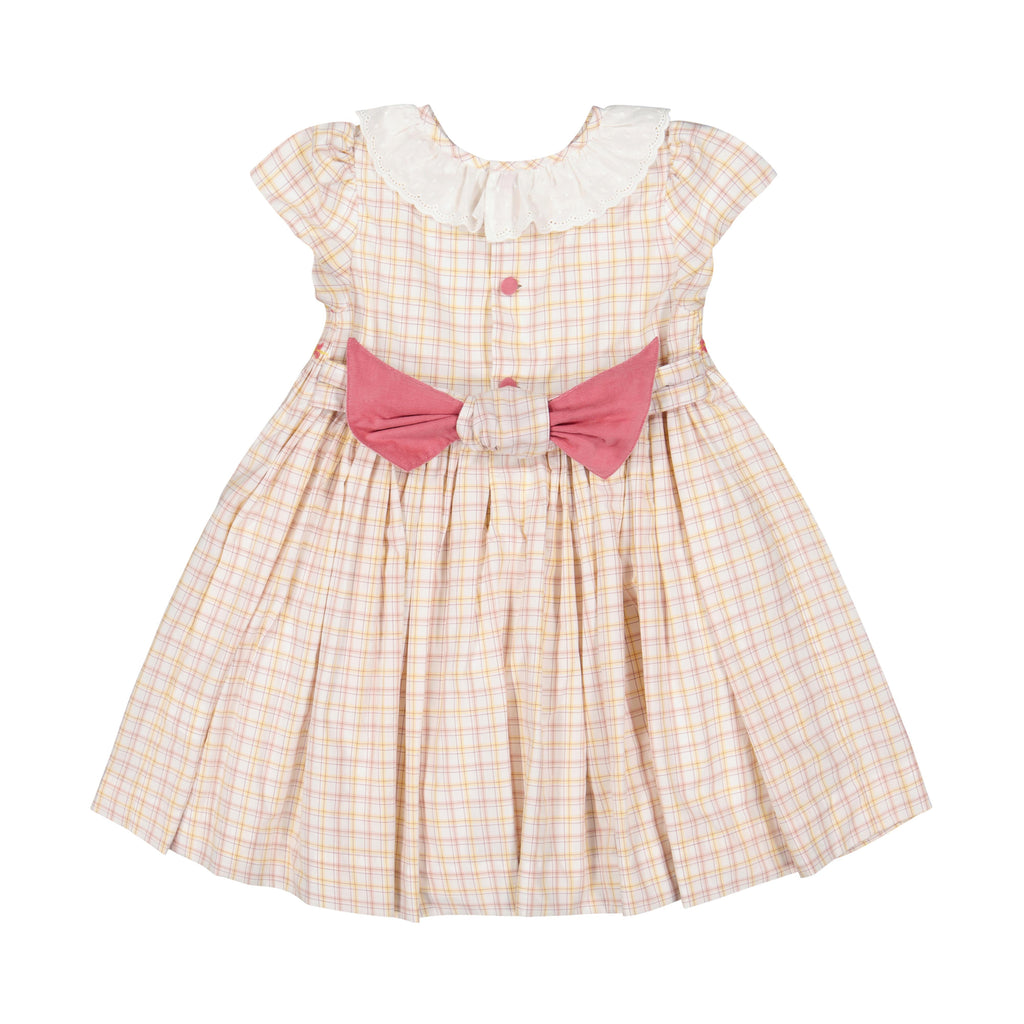 Zita Yellow Tartan Smocked Dress