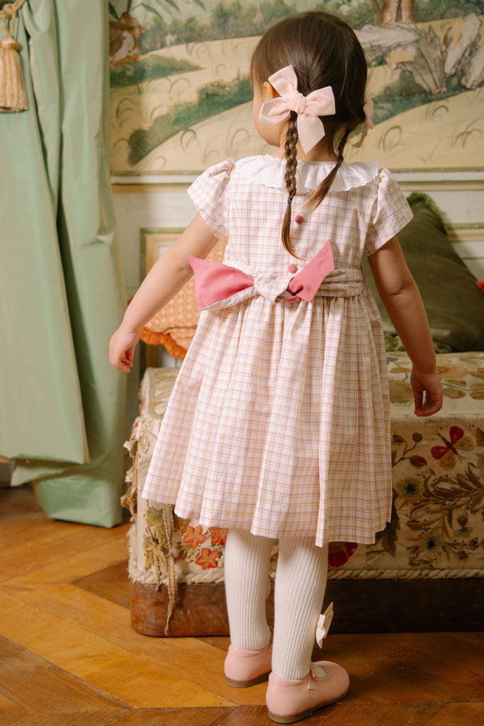 Zita Yellow Tartan Smocked Dress