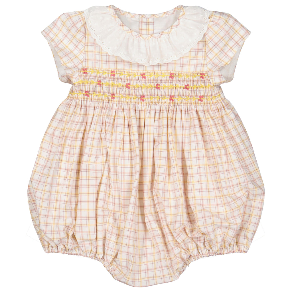 Zita Yellow Tartan Smocked Bubble