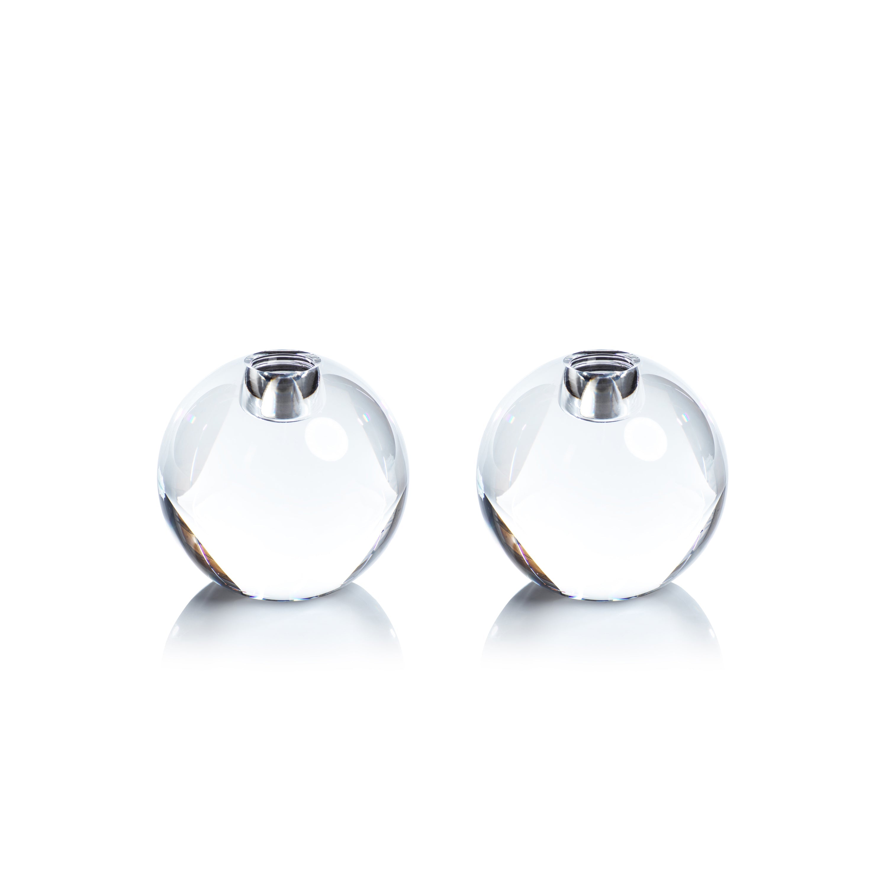 2-Piece Set Crystal Glass Taper Candle Holders