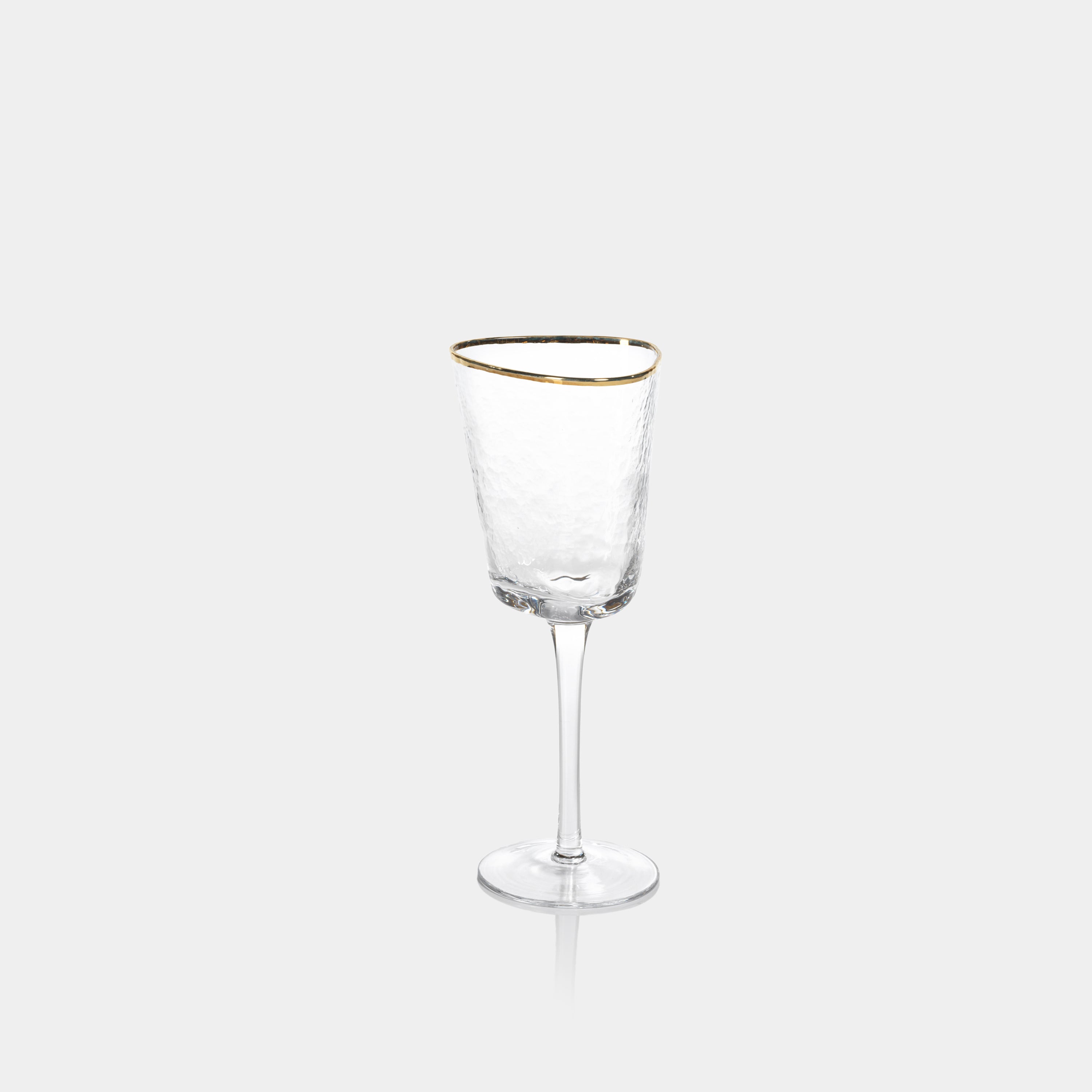 Aperitivo Hammered Wine Glasses with Gold Rim (Set of 4)