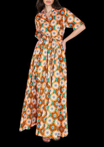 Posie Cotton Maxi Dress in Flower Pop Orange