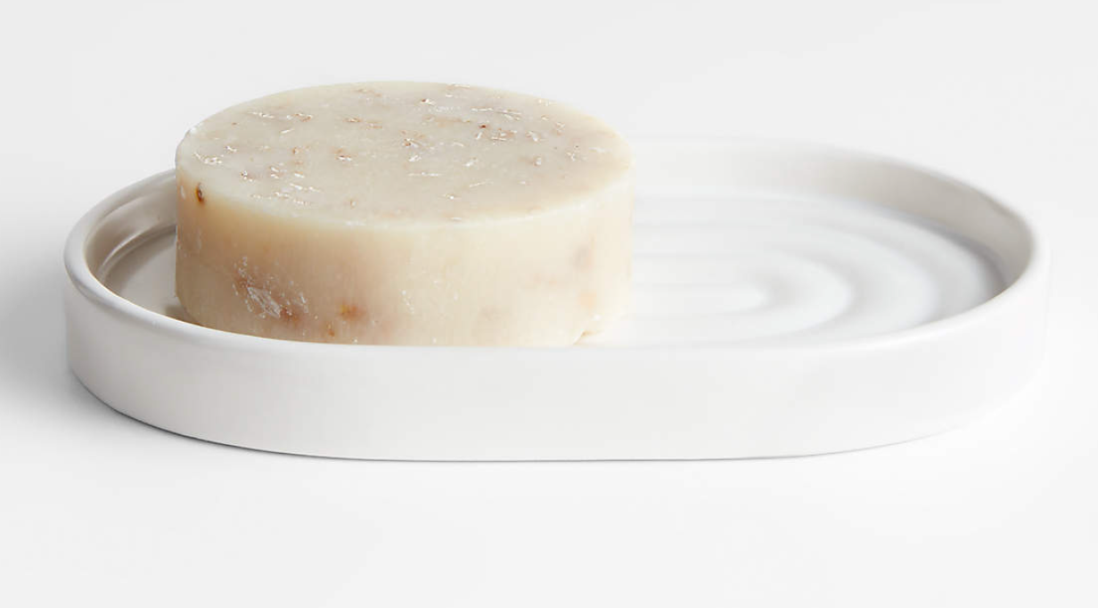 Chet White Ceramic Soap Dish/Sponge Holder