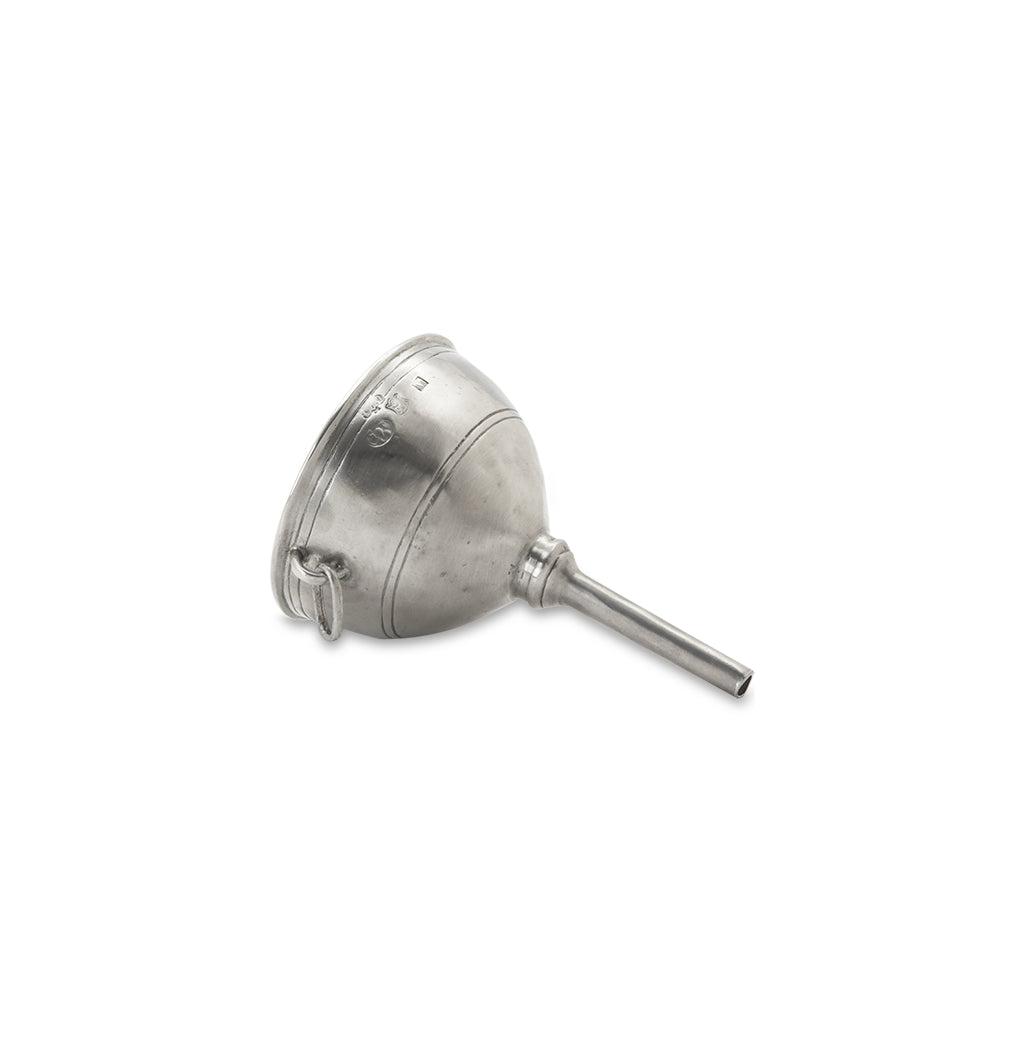Side view of Funnel with Filter showcasing its built-in filter and long spout on a white background