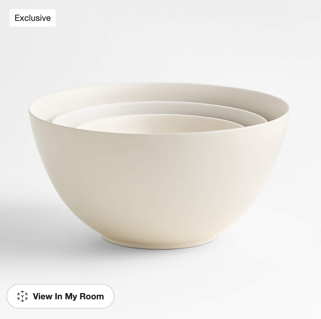 Craft Linen Cream Ceramic Mixing Bowl, Set of 3