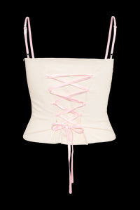 Sofie Bustier in Ivory & Pink
