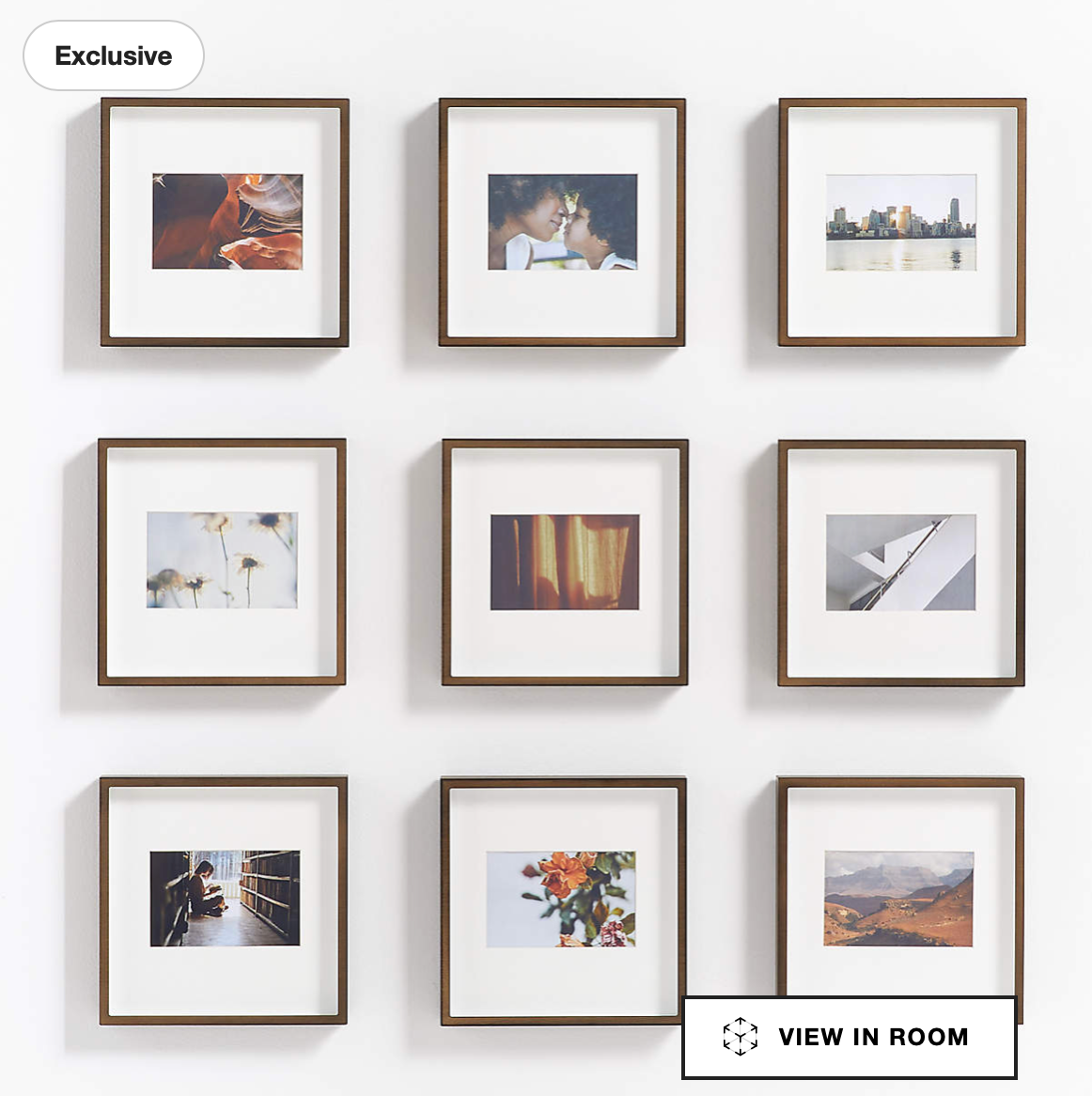 9-Piece Brushed Antique Bronze 4x6 Gallery Wall Frame Set