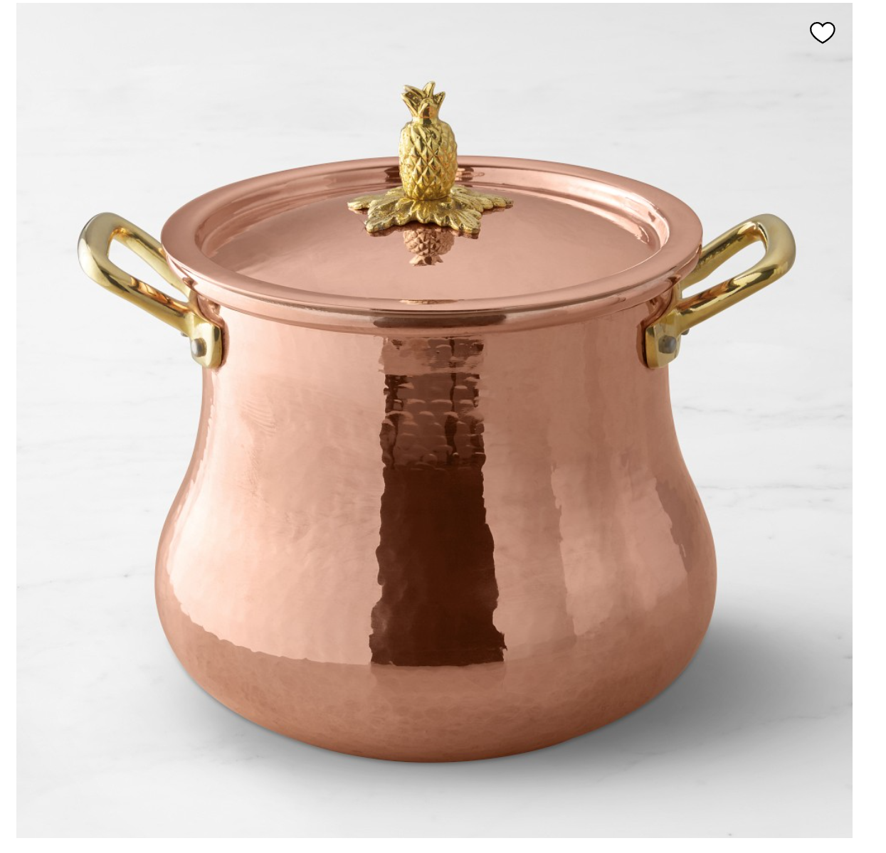 Ruffoni Historia Hammered Copper Stock Pot with Pineapple Knob, 5 1/2-Qt.
