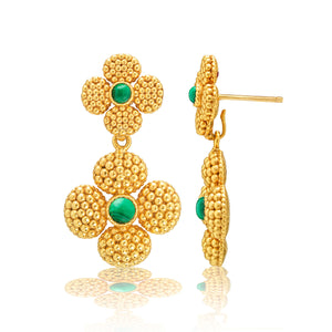 Berry Clover Convertible Duo Earrings in Malachite