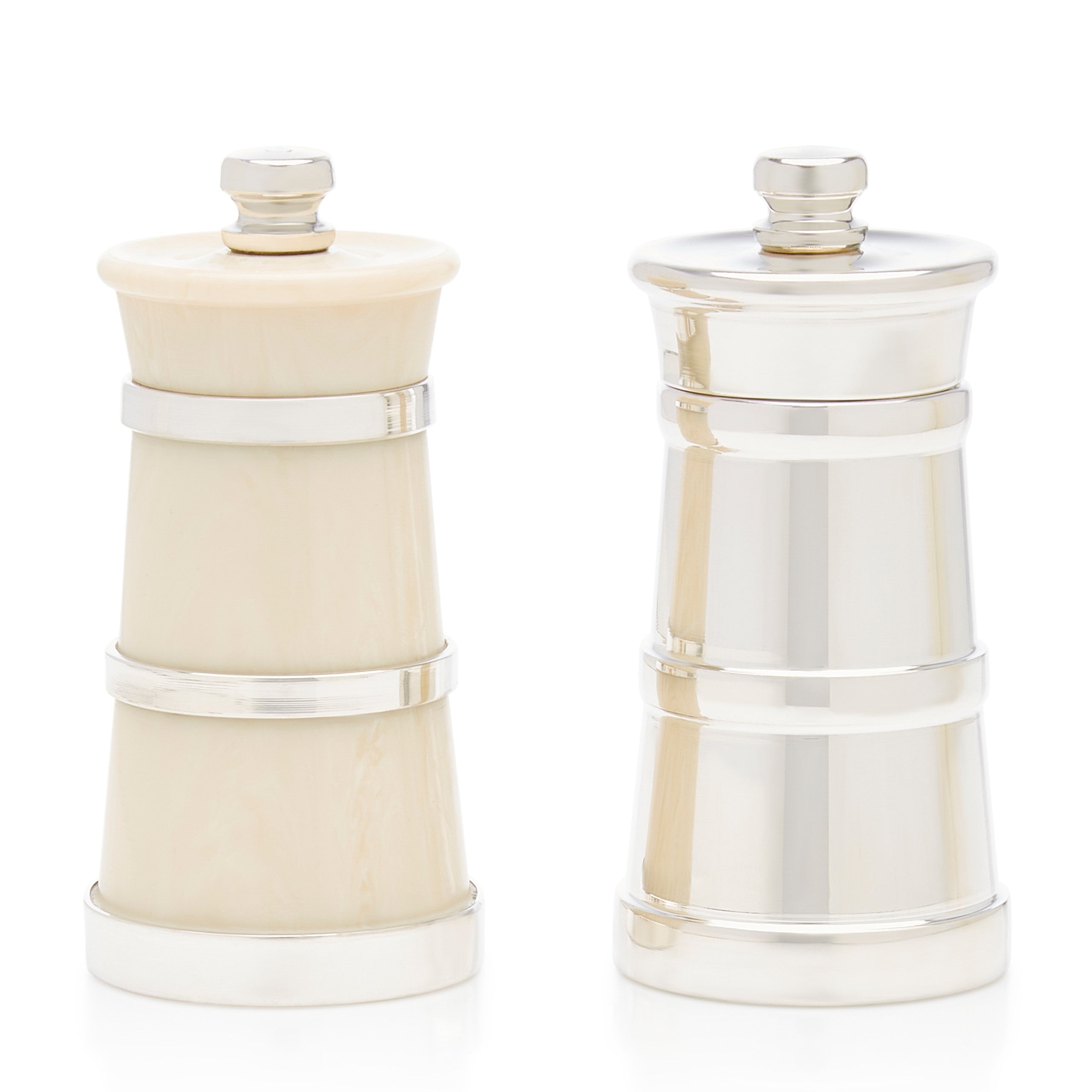 Sterling Silver Pepper and Ivory Salt Mill Set