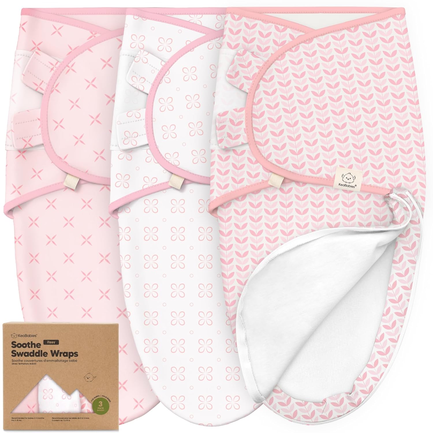 Baby Swaddle Sleep Sacks with Zipper - 3-Pack Newborn Swaddle Sack