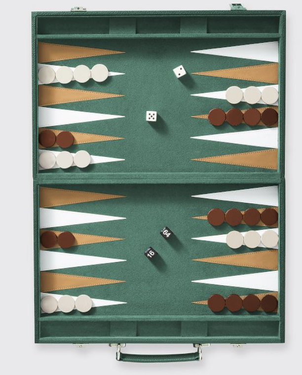 Backgammon Set (Green Leather)