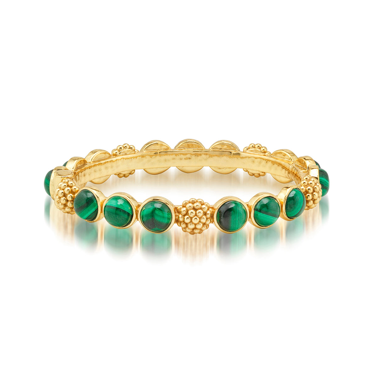 Berry Gem Hinged Bangle in Malachite