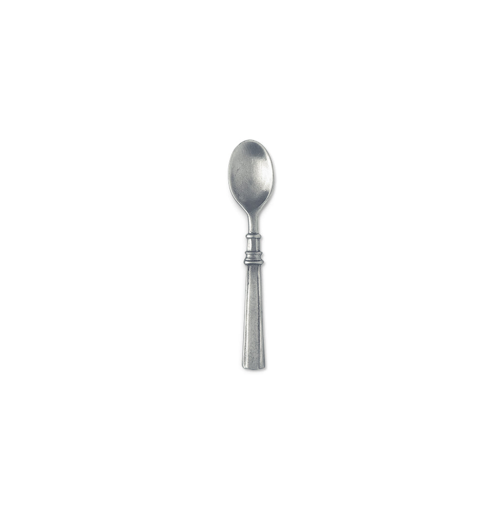 Front view of Lucia Espresso Spoon showcasing classic lines and minimal styling on a white background