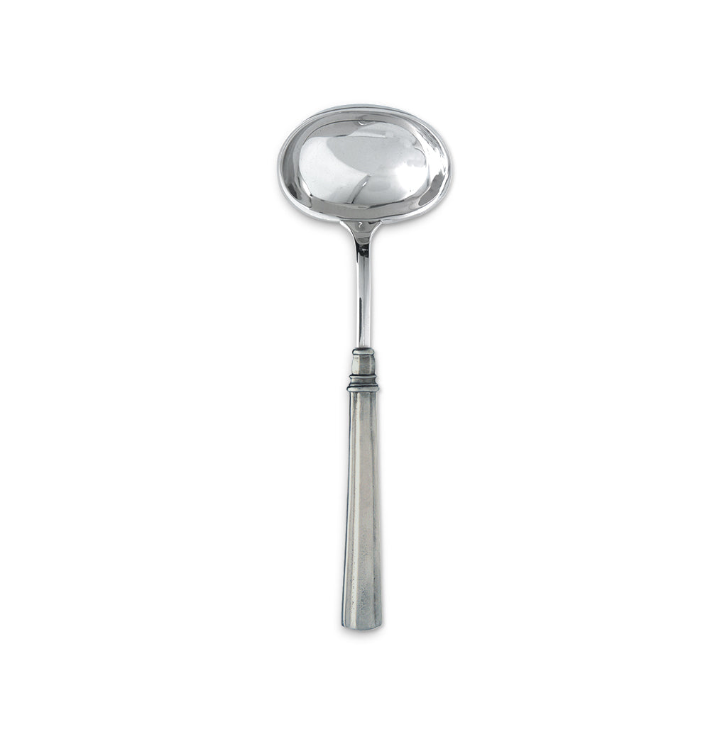Front view of Lucia Ladle showcasing its smooth lines and classic styling against a white background