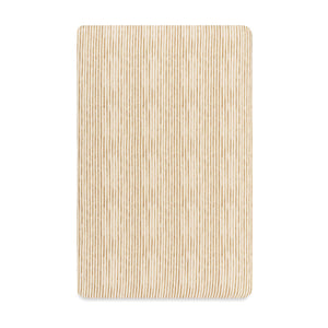 Front view of Nate Berkus mini crib sheet in Autumn Stripe GOTS Certified Organic Brushed Cotton on white