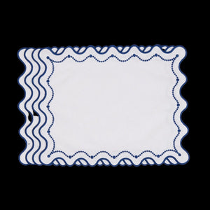 Luna Blue Marni Embroidered Blue Placemats, Set of 4