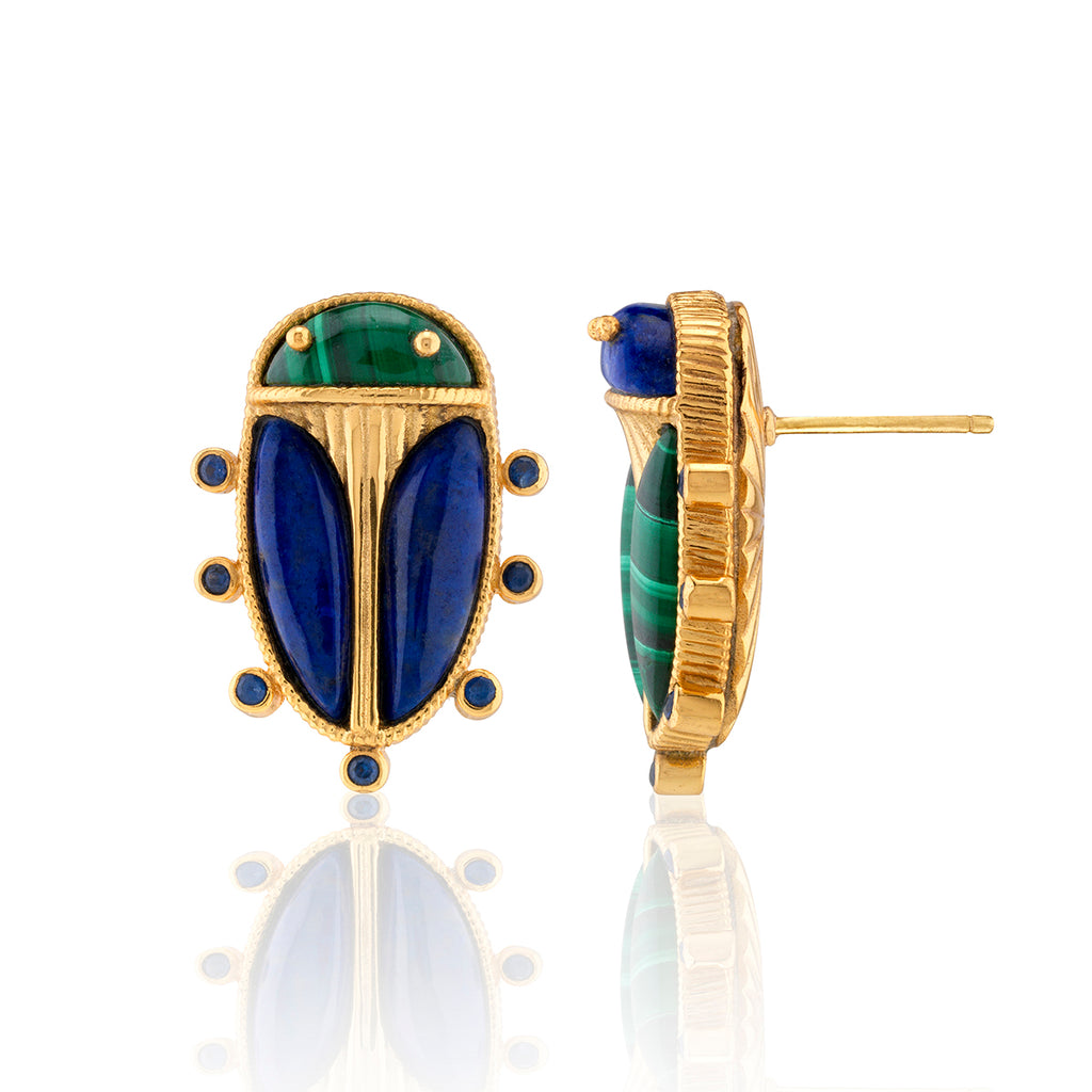 Scarab Mismatched Stud Earrings in Multi