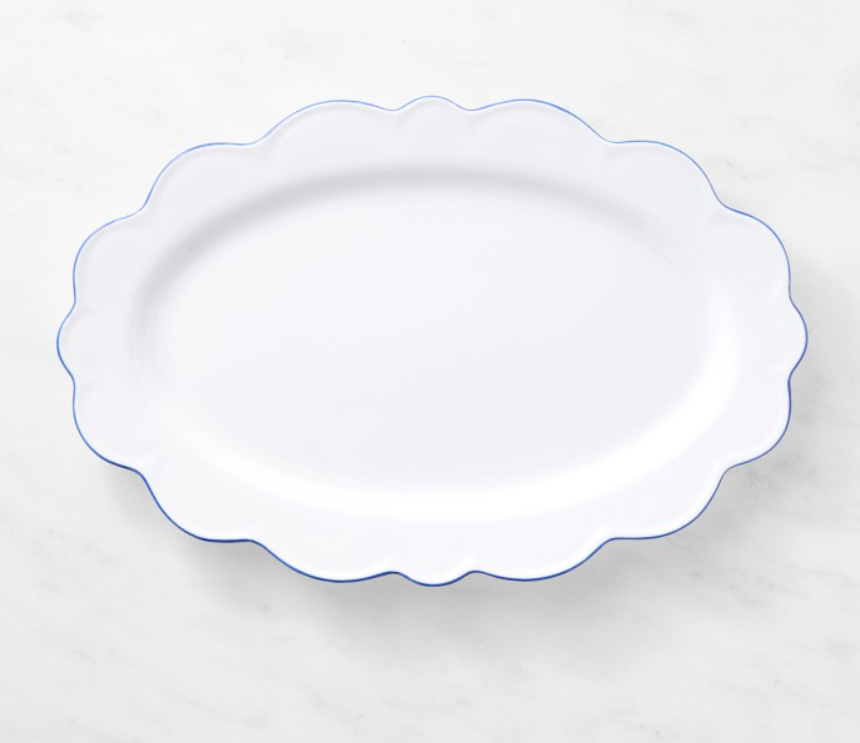 AERIN Garden Bouquet Blue Scalloped Platter