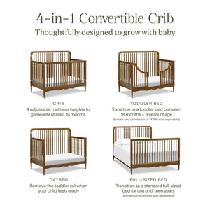 Liberty 4-in-1 Convertible Spindle Crib in Natural Walnut
