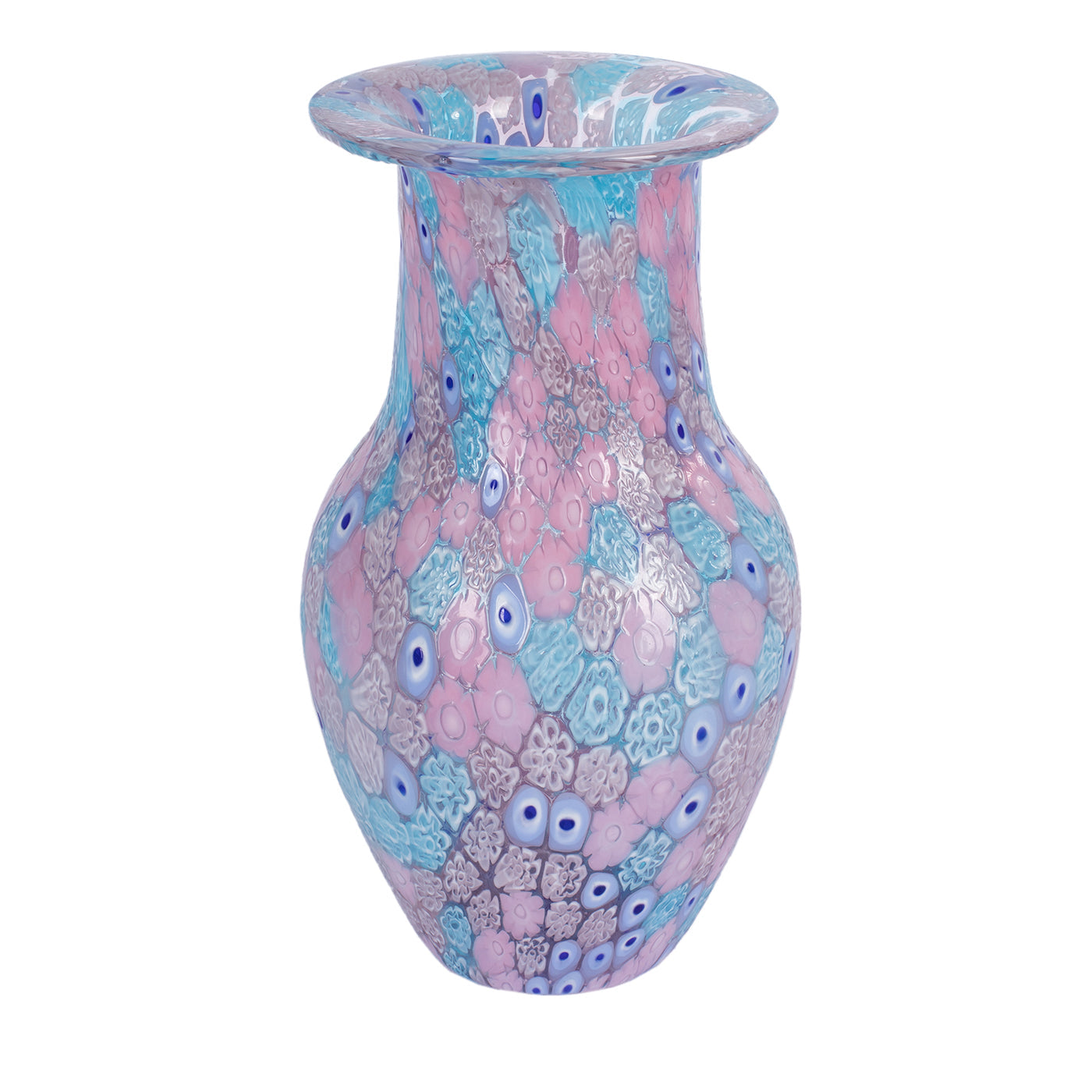 24K Gold, Blue and Pink Murrina Vase