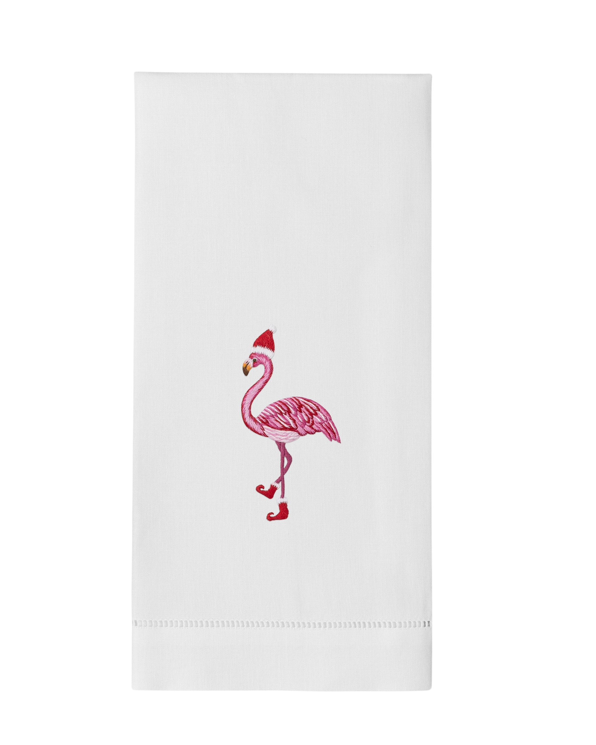 Santa Hat Flamingo Hand Towel