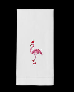 Santa Hat Flamingo Hand Towel