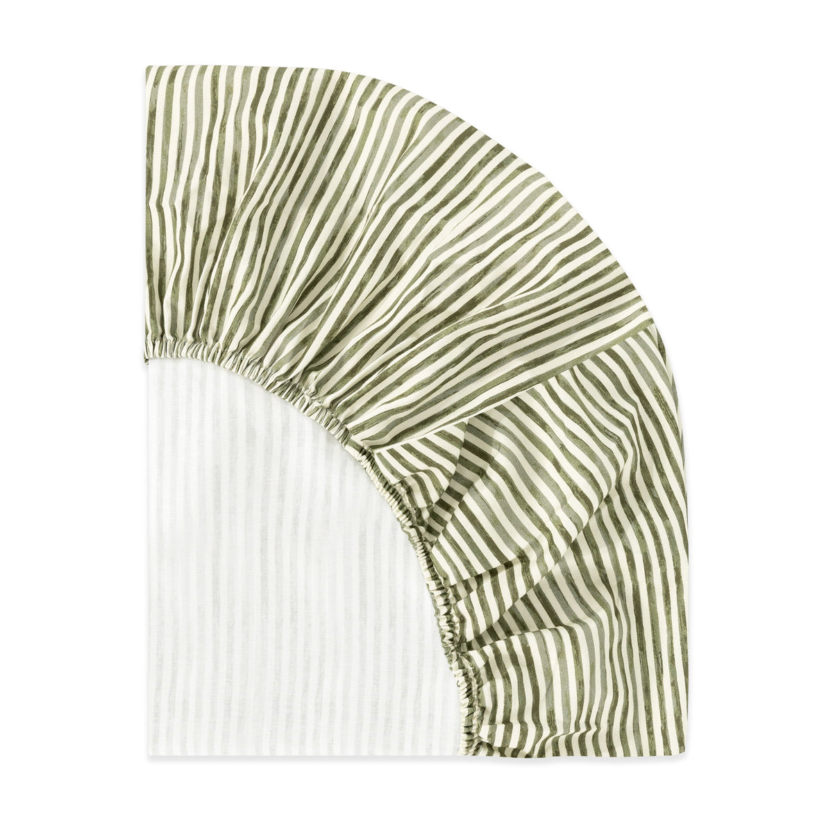 Mini Crib Sheet in GOTS Certified Organic Brushed Cotton by Nate Berkus in Juniper Stripe