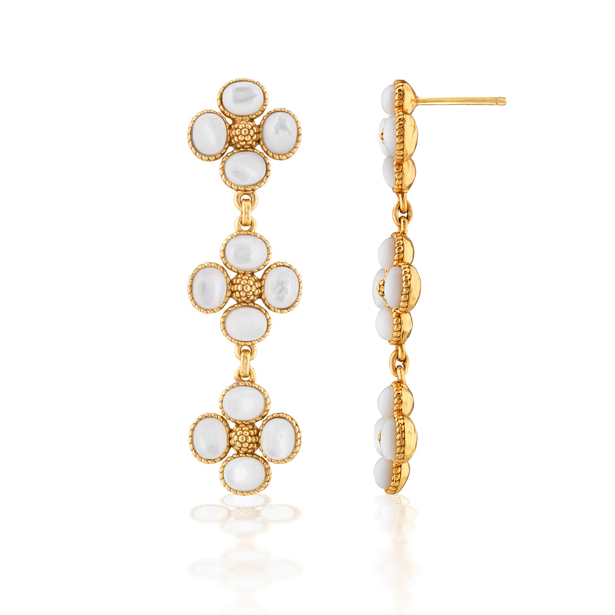 Berry Clover Linear Earrings in MOP