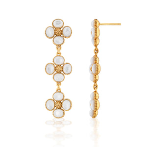 Berry Clover Linear Earrings in MOP