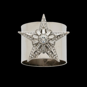 Baguette Star Napkin Rings in Silver, Set of Two