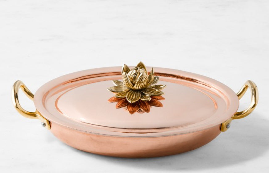 Ruffoni Historia Hammered Copper Covered Au Gratin with Lotus Knob, 1 1/2-Qt.