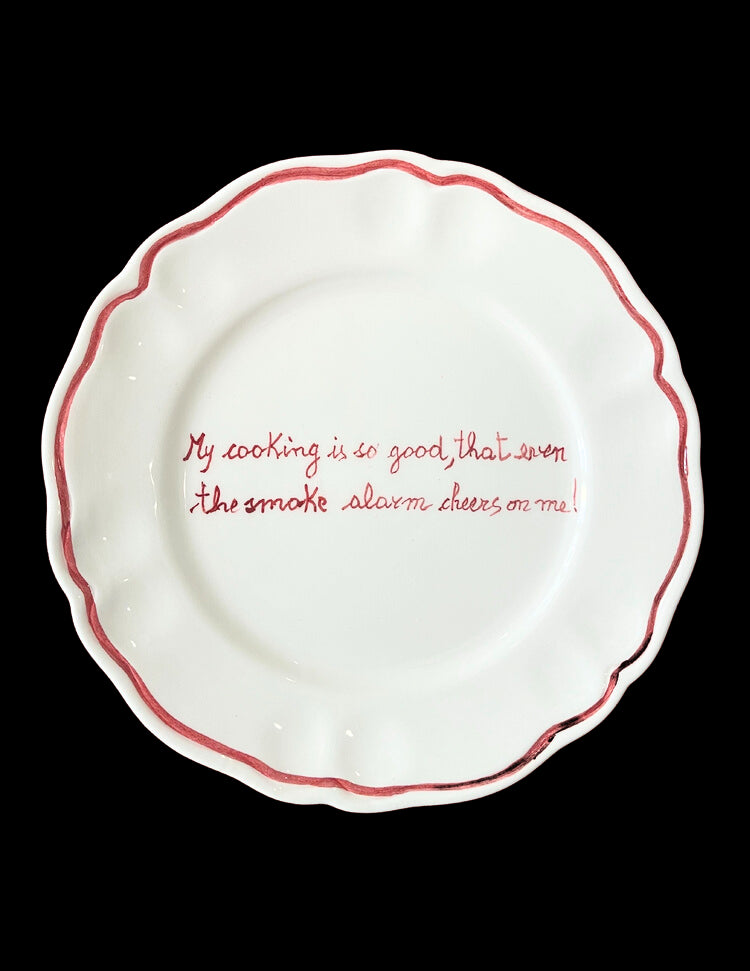 My Cooking is So Good, That Even the Smoke Alarm Cheers Me On! Scalloped Plate, Set of 6