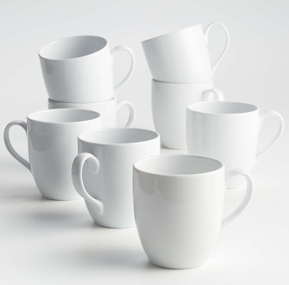 Aspen 15-oz. Porcelain White Mugs, Set of 8
