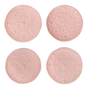 Jardins Du Monde Side/Cocktail Plate Assorted, Set of 4 in Blush