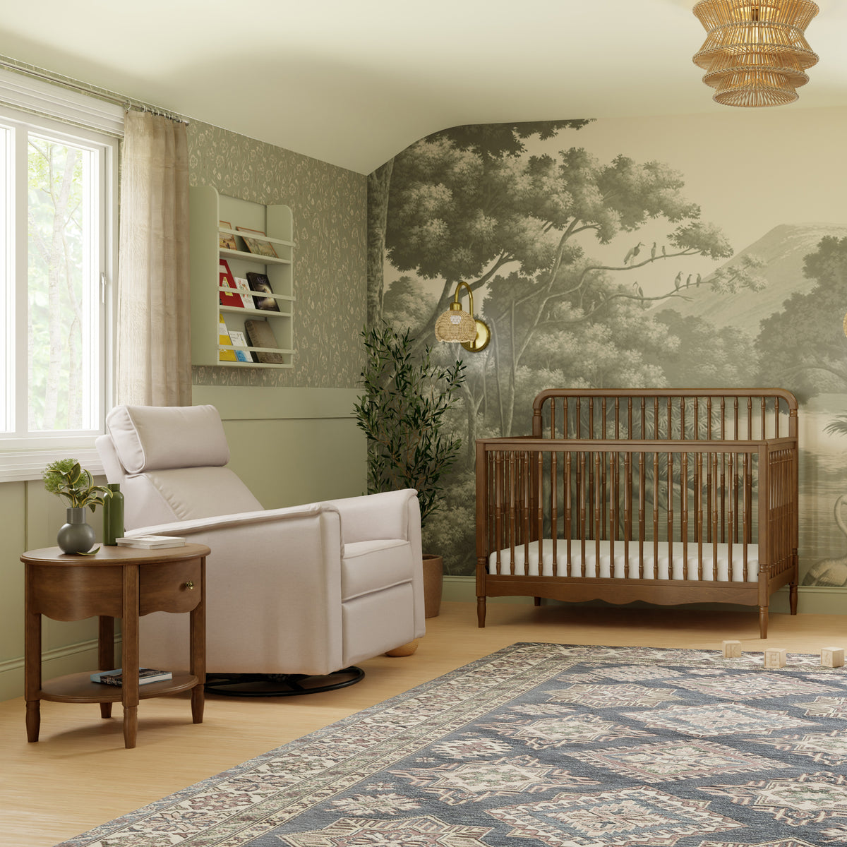 Liberty 4-in-1 Convertible Spindle Crib in Natural Walnut