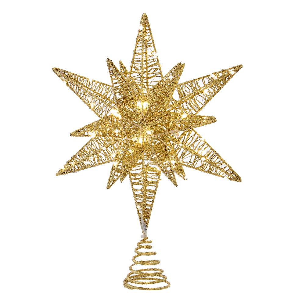 Twinkling LED Gold Starburst Tree Topper