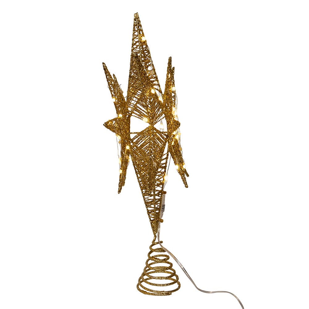 Twinkling LED Gold Starburst Tree Topper