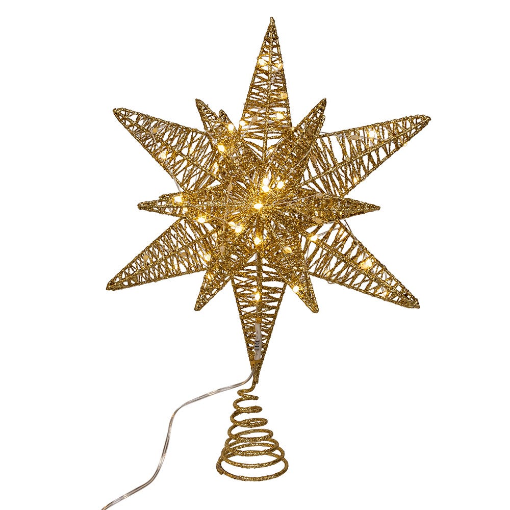 Twinkling LED Gold Starburst Tree Topper