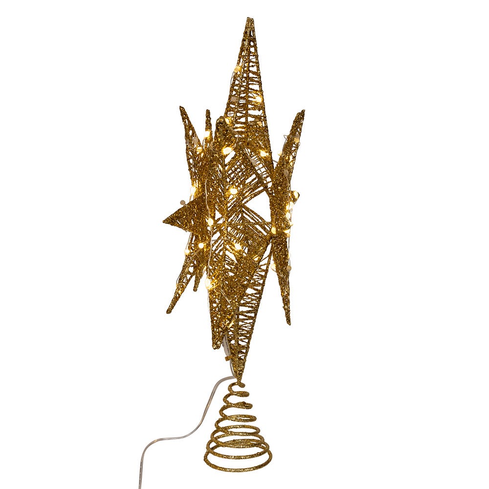 Twinkling LED Gold Starburst Tree Topper