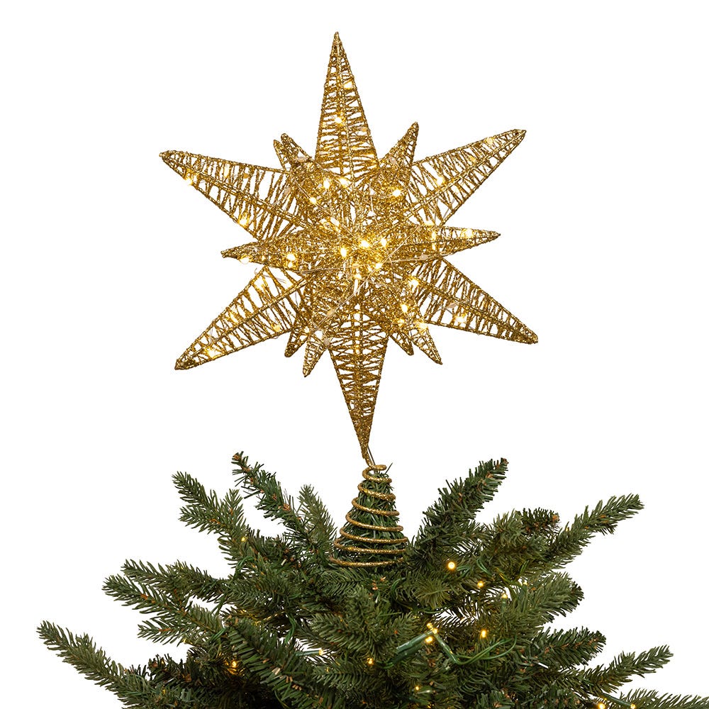 Twinkling LED Gold Starburst Tree Topper