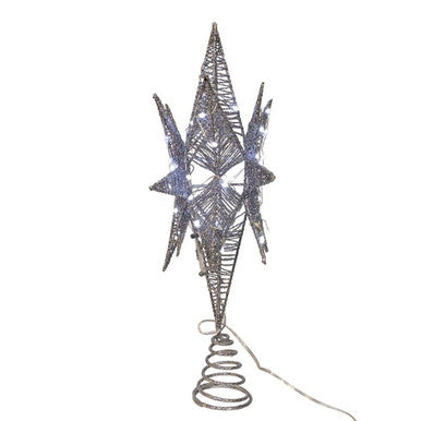 Kurt Adler 15" 80-Light Cool White Micro LED Silver Starburst Tree Topper