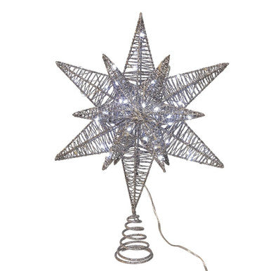 Kurt Adler 15" 80-Light Cool White Micro LED Silver Starburst Tree Topper